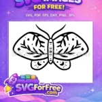 Free Intricate Black Outline Free Celestial Moon Star Whimsical Butterfly Design Free SVG - Instant Download