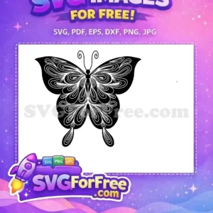 Free Black White Free Swirl Pattern Cute Butterflies Free SVG
