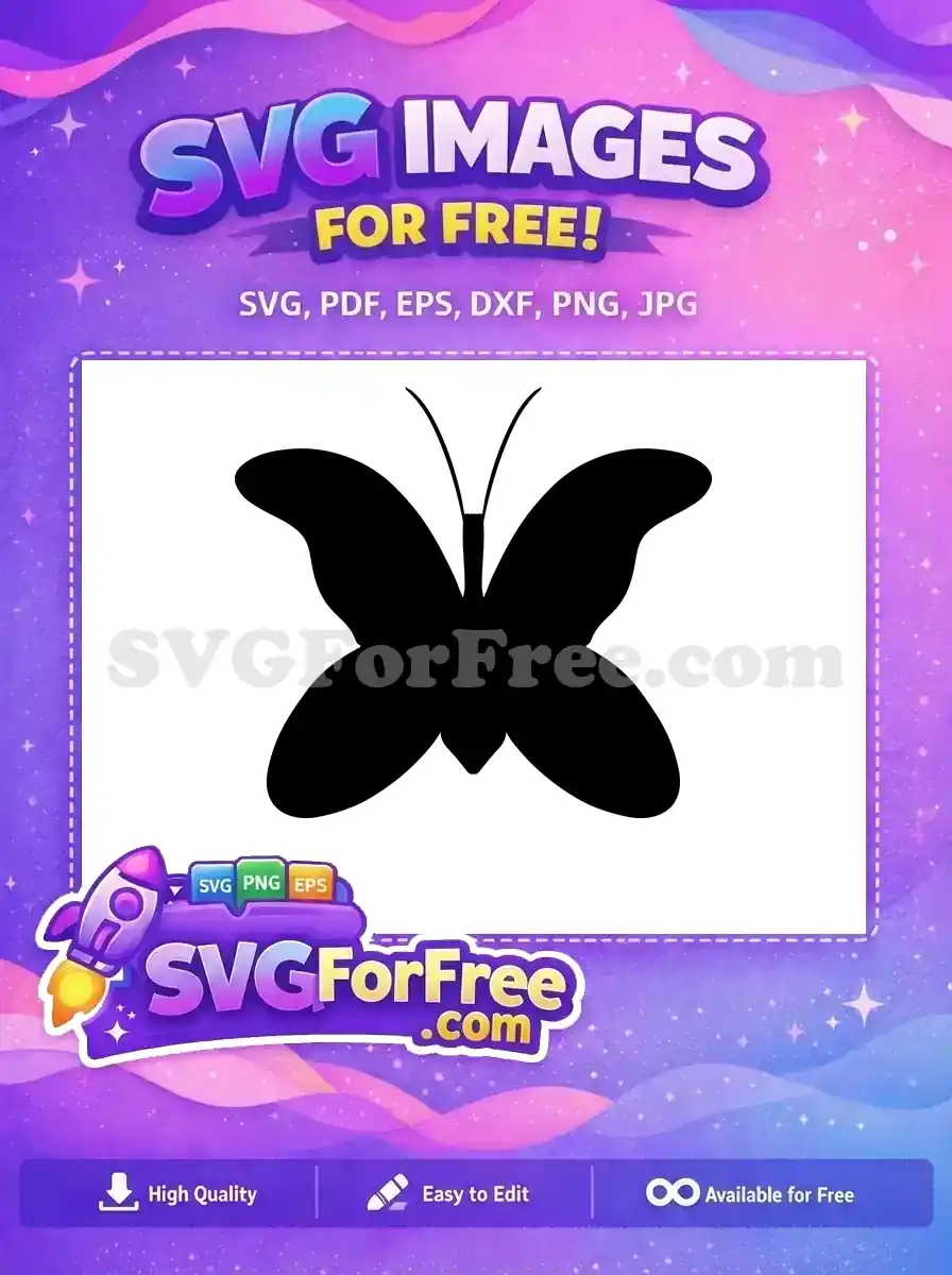 Free Cute Black Silhouette Free Elegant Wing Shape Nature Craft Project Free SVG