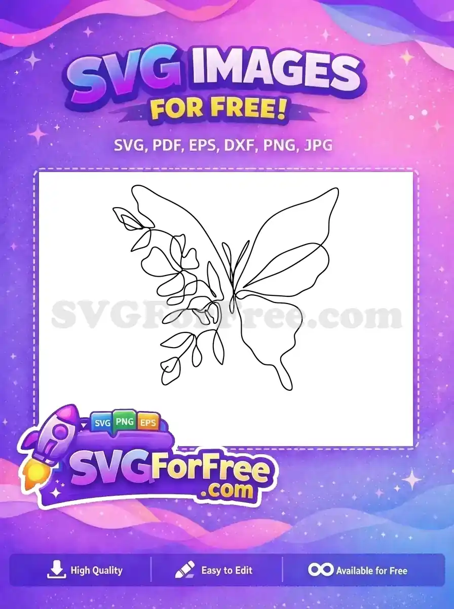Free Continuous Line Free Abstract Butterfly Art Design Free SVG