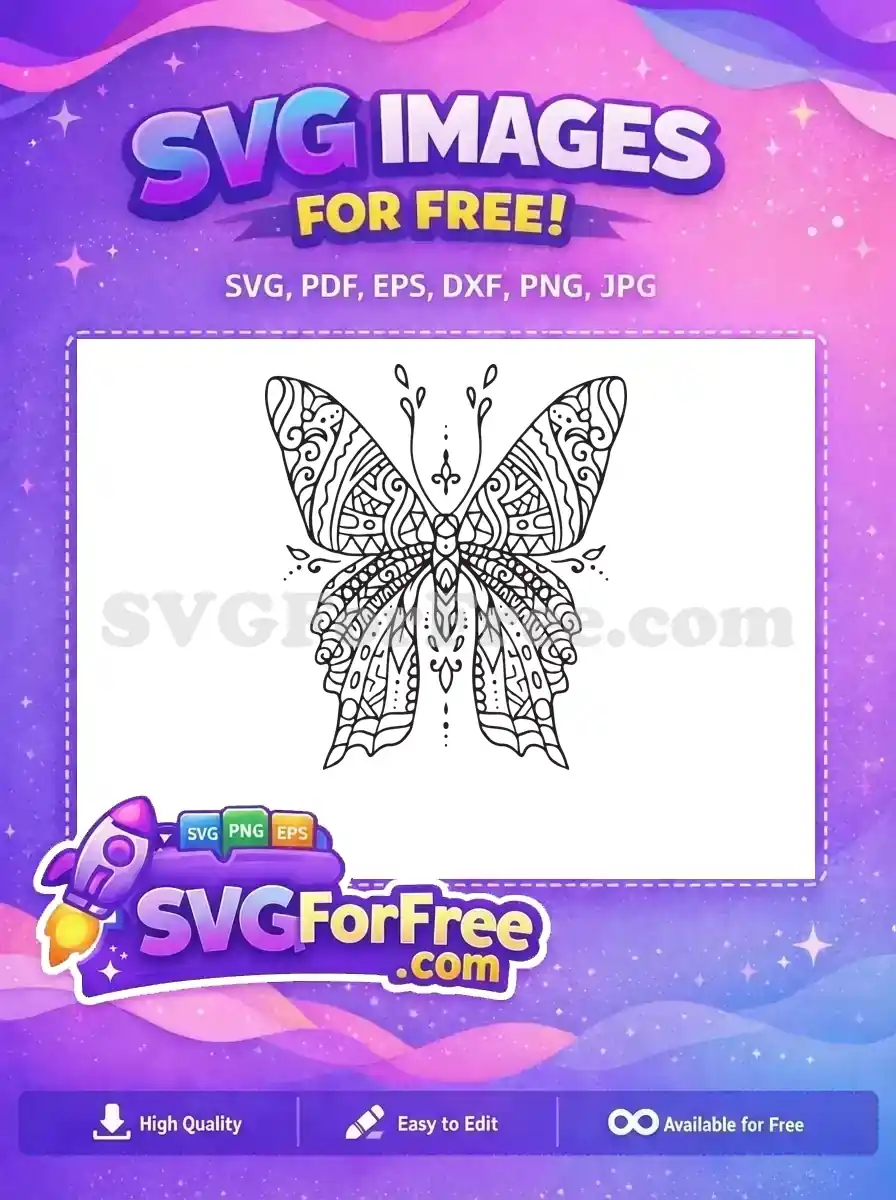 Free Intricate Wings Free Zentangle Design Cute Butterflies Free SVG