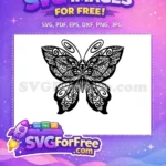 Free Ornate Swirls Free Detailed Filigree Cute Butterfly Free SVG - Instant Download