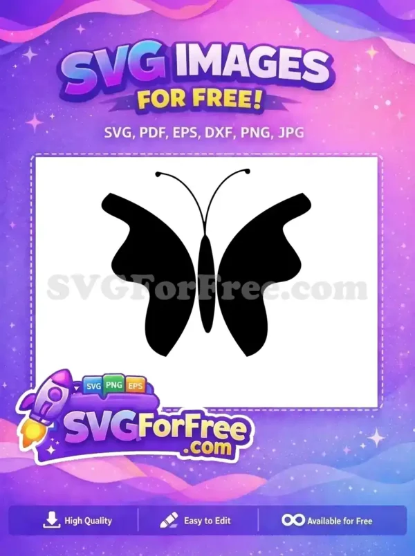 Free Black Butterfly Silhouette Free Simple Wings Design Free SVG