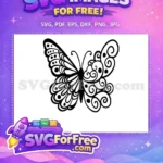 Free Ornate Swirls Free Layered Petals Cute Butterfly Free SVG - Instant Download