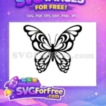 Free Detailed Black White Butterfly Free Decorative Swirl Design Cute Butterflies Free SVG - Instant Download