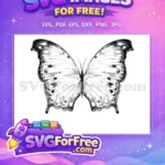 Free Detailed Black Sketch Free Elegant Spotted Insect Cute Butterflies Free SVG - Instant Download