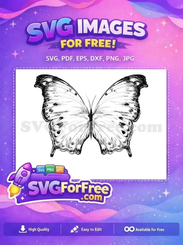 Free Detailed Black Sketch Free Elegant Spotted Insect Cute Butterflies Free SVG