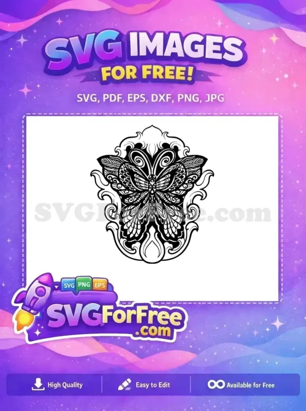 Free Ornate Butterfly Free Swirling Design Elements Cute Butterflies Free SVG