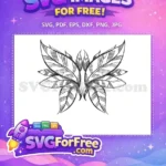 Free Intricate Boho Free Feathered Wings Cute Butterfly Design Free SVG - Instant Download