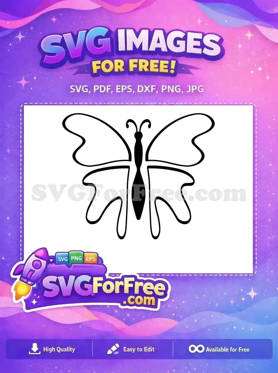 Free Cute Butterfly Free Simple Outline Nature Insect Free SVG