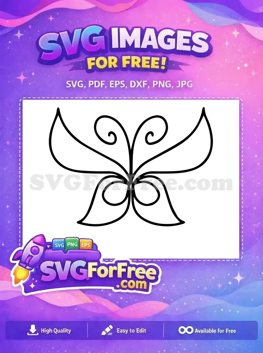 Free Elegant Swirling Wings Free Simple Outline Decor Cute Butterflies Free SVG