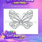 Free Elegant Line Art Free Detailed Wing Pattern Cute Butterflies Free SVG - Instant Download