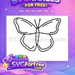 Free simple black outline Free elegant flying insect Cute Butterflies Free SVG - Instant Download