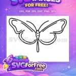 Free Simple Black Outline Free Elegant Butterfly Wings Cute Butterflies Free SVG - Instant Download