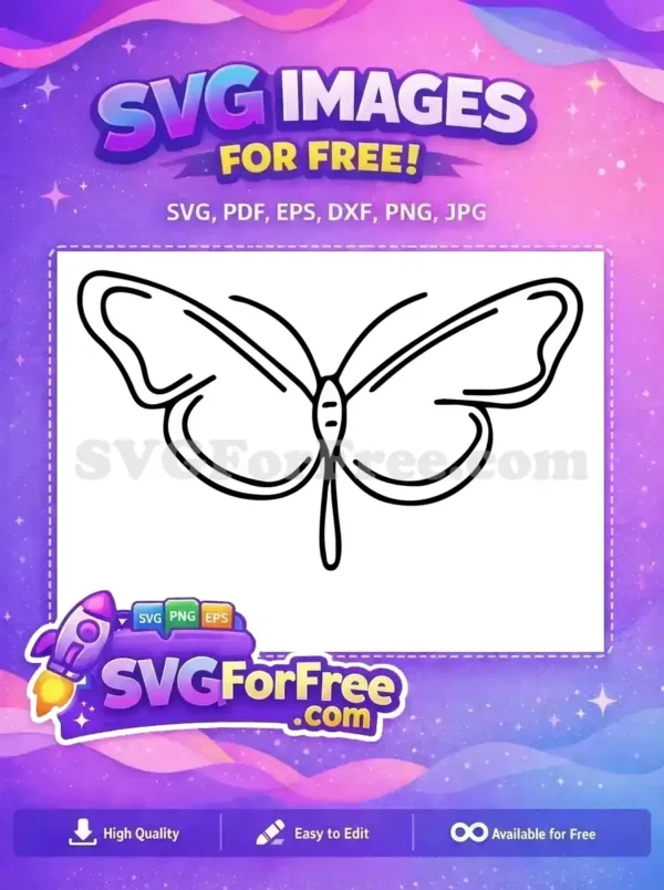 Free Simple Black Outline Free Elegant Butterfly Wings Cute Butterflies Free SVG