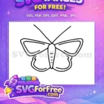 Free Delicate Outline Free Pretty Flying Butterfly Cute Design Free SVG - Instant Download