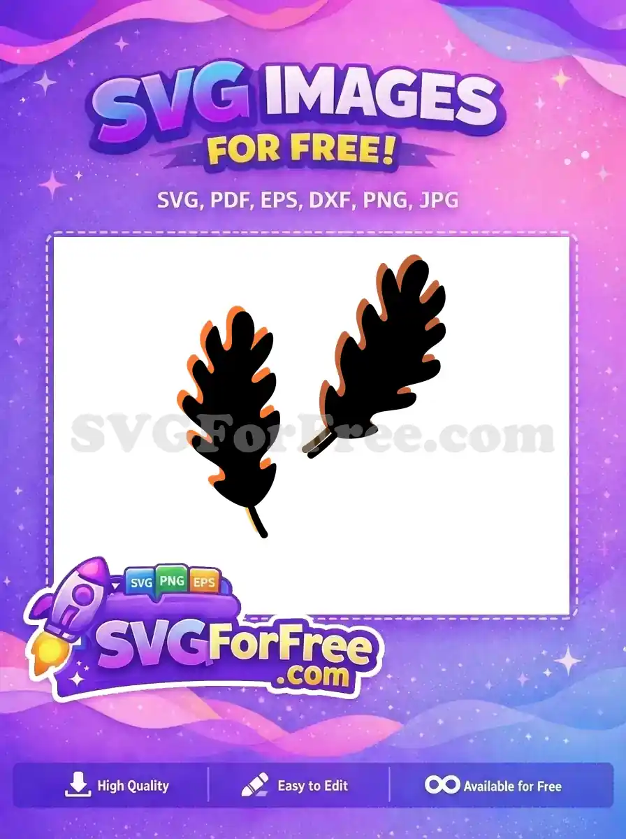 Free Black Oak Leaves Free Orange Shadow Autumn Decor Free SVG