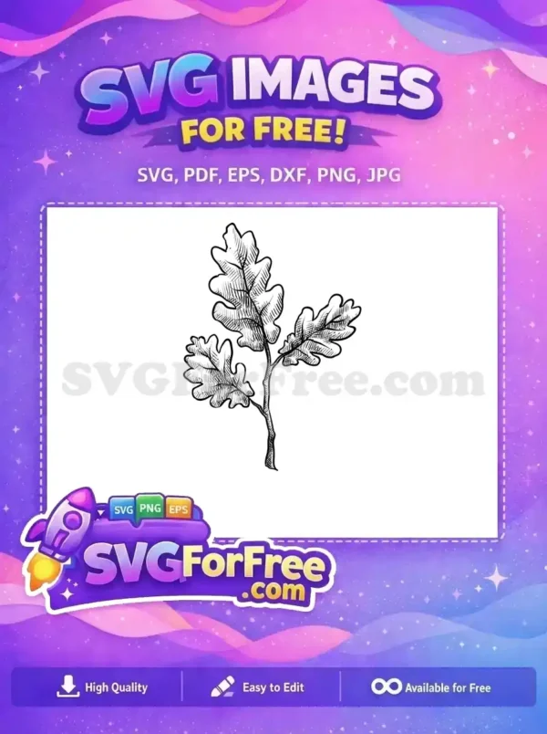 Free Sketchy Oak Leaves Free Botanical Cute Butterflies Design Free SVG