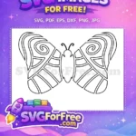 Free Intricate Swirl Wings Free Elegant Outline Design Cute Butterflies Free SVG - Instant Download