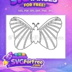 Free Cute Striped Free Outline Design Butterfly Free SVG - Instant Download