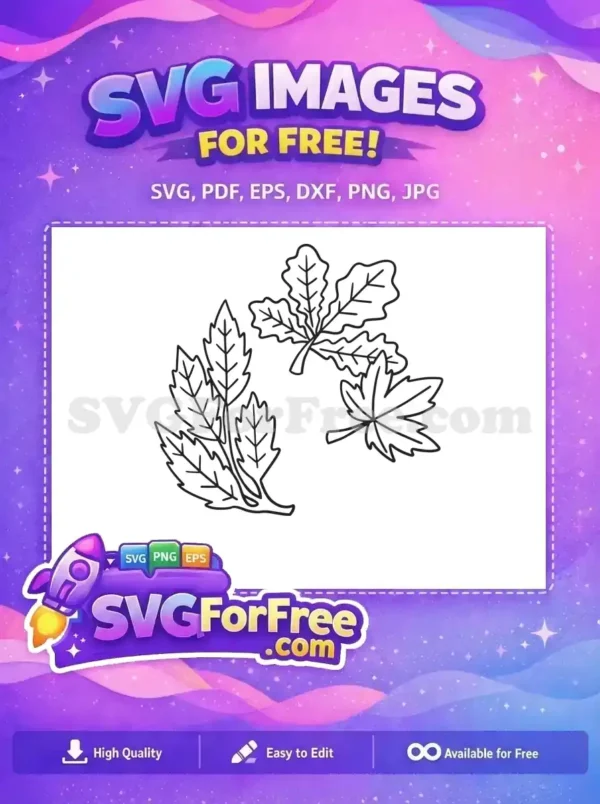 Free Various Autumn Leaves Outline Free Forest Foliage Nature Design Free SVG