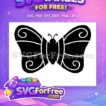 Free Black Silhouette Butterfly Free Elegant Wing Swirls Cute Butterflies Free SVG - Instant Download