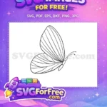 Free Cute Flying Butterfly Free Outline Design Insect Craft Free SVG - Instant Download