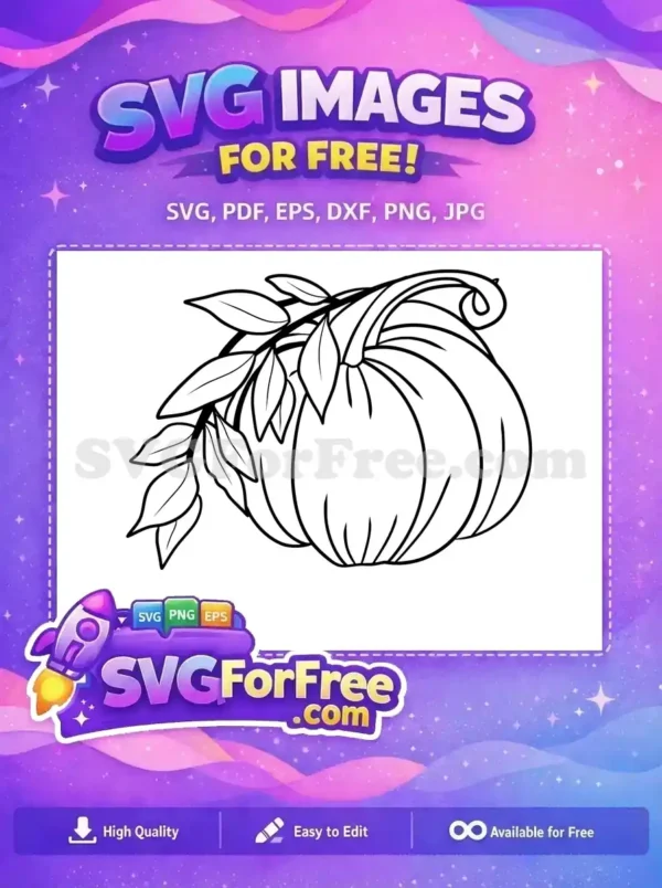 Free Cute Pumpkin Free Curly Leaves Fall Harvest Free SVG Free Cute Pumpkin Free Curly Leaves Fall Harvest Free SVG