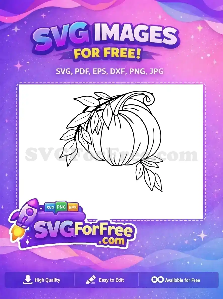 Free Cute Pumpkin Free Curly Vine Autumn Harvest Free SVG