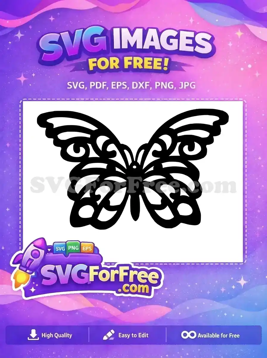 Free Ornate Detailed Free Elegant Silhouette Cute Butterfly Free SVG
