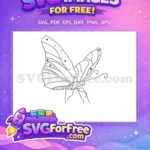 Free Elegant Line Art Free Detailed Monochromatic Wings Cute Butterflies Free SVG - Instant Download