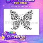 Free Elegant Black Floral Free Swirls Cute Butterflies Free SVG - Instant Download