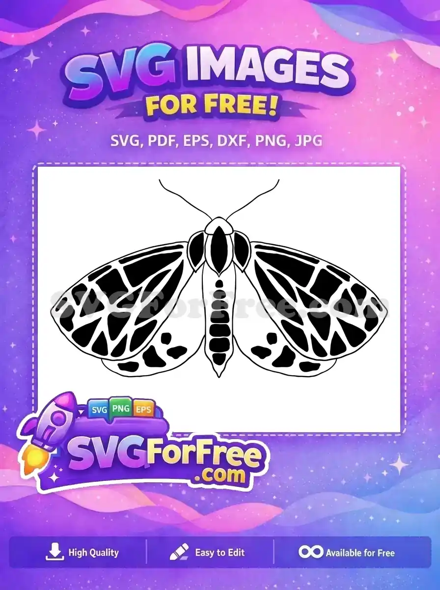 Free Monochromatic Wings Free Detailed Moth Cute Butterfly Free SVG