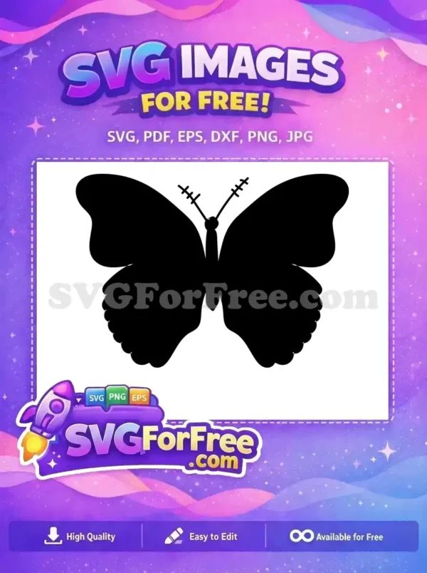 Free Black Butterfly Silhouette Free Detailed Antennae Cute Butterflies Free SVG