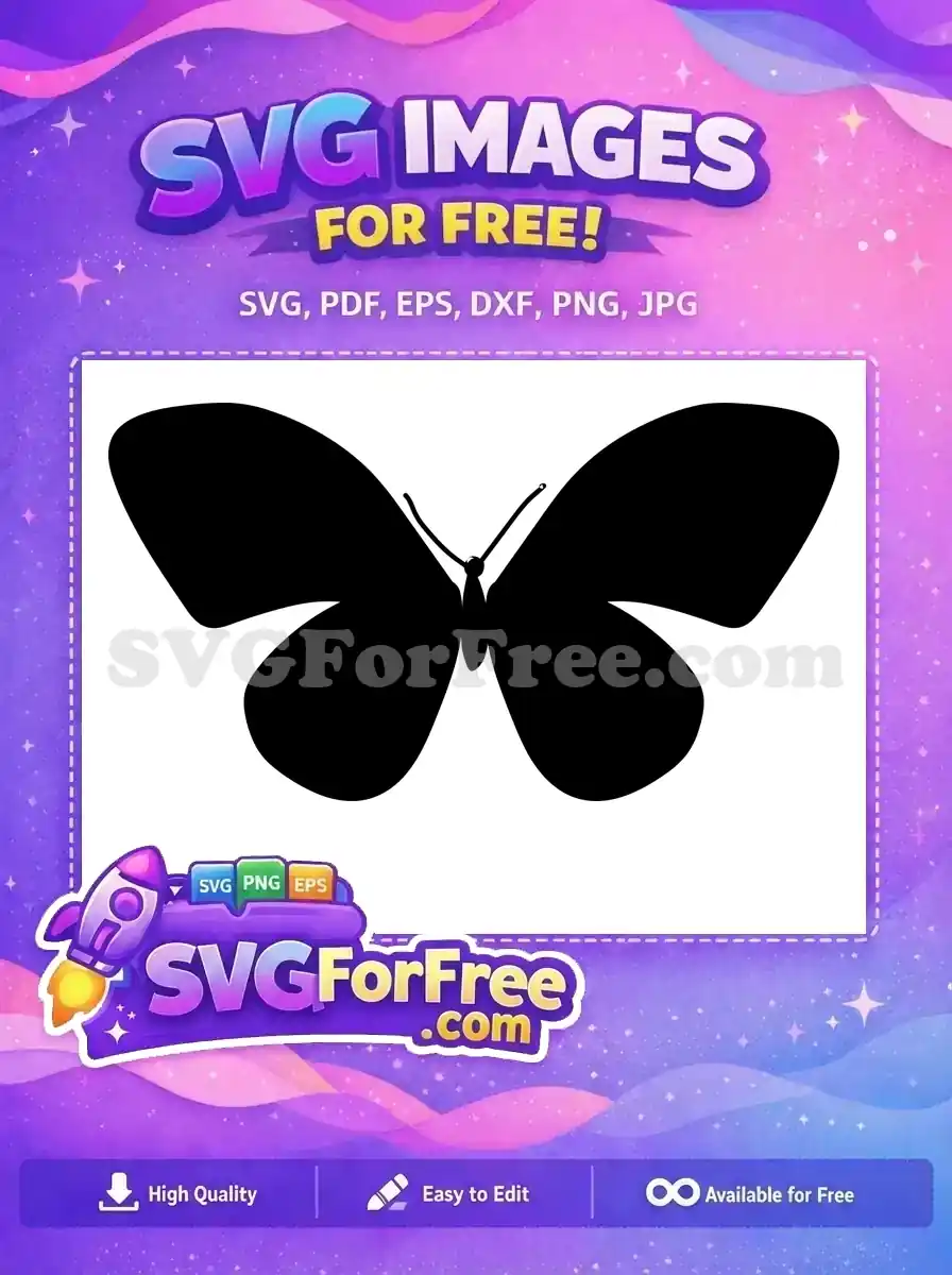 Free Black Silhouette Free Cute Butterfly Design Free SVG