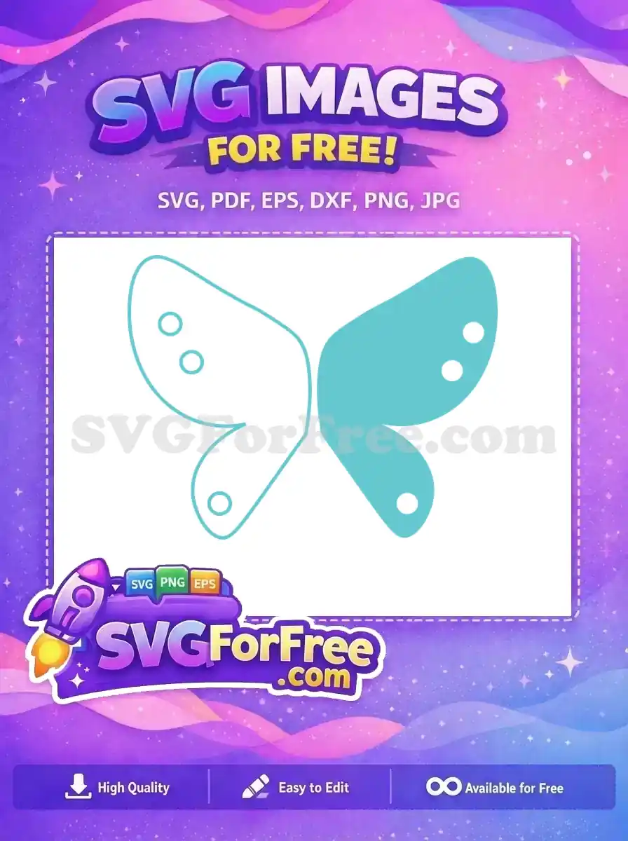 Free Outline Spots Free Solid Teal Cute Butterfly Free SVG