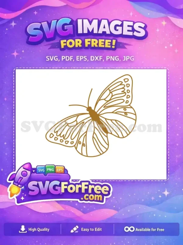 Free Delicate Brown Outline Free Intricate Wings Cute Butterflies Free SVG