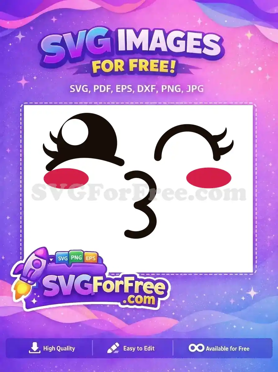 Free Kissing Face Free Pink Cheeks Emoji Free SVG