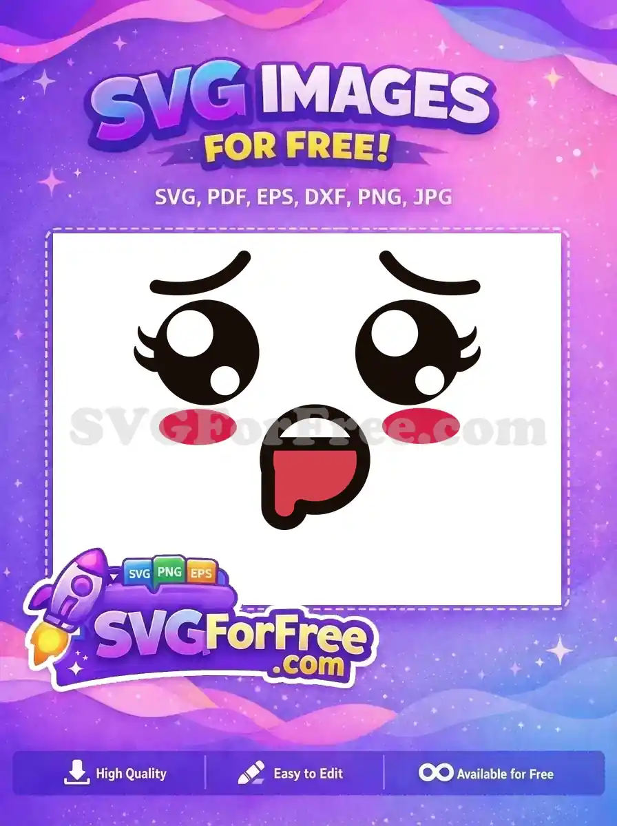 Free Sad Pink Free Wide Drooling Cute Emoji Free SVG