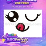 Free Winking Black Eye Free Red Tongue Cute Emoji Free SVG - Instant Download