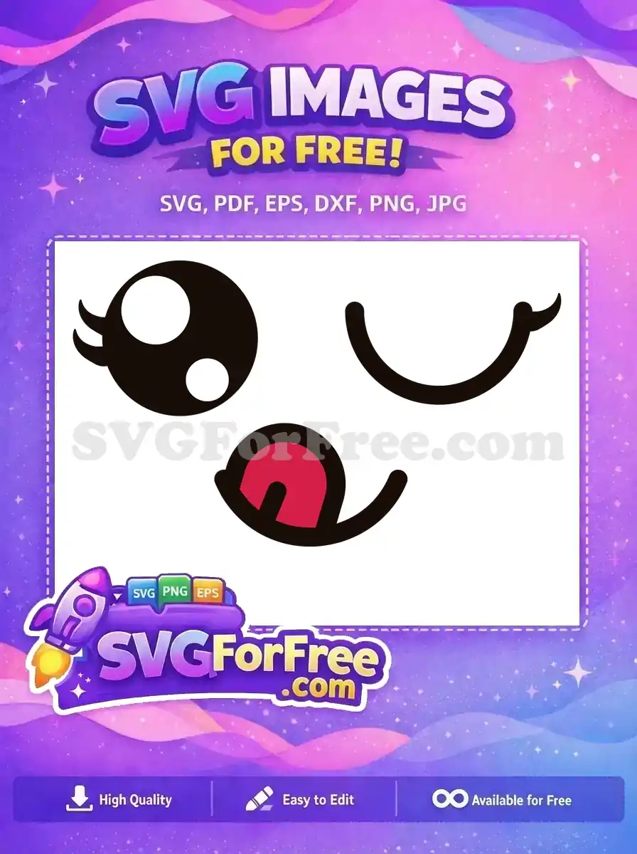 Free Winking Black Eye Free Red Tongue Cute Emoji Free SVG