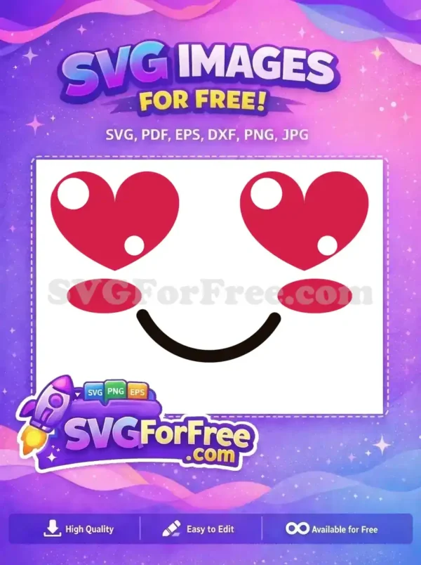 Free Vibrant Red Heart-Eyes Free Adorable Smiling Face Romantic Love Free SVG