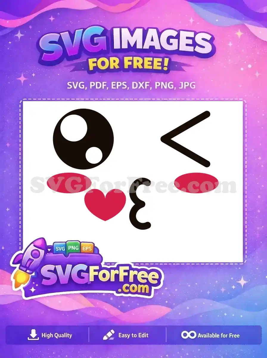 Free Winking Eye Free Red Heart Kiss Cute Emoji Free SVG