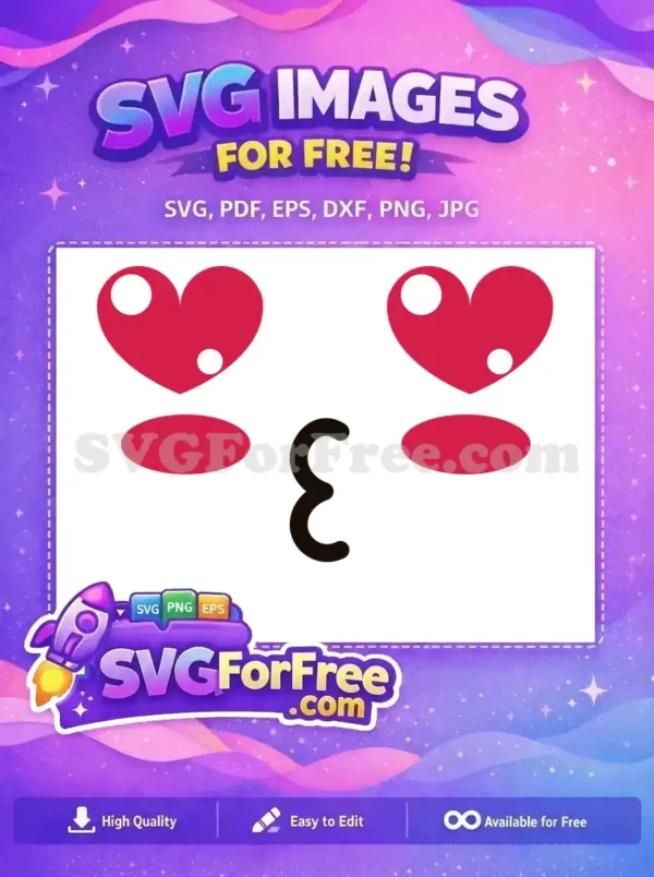 Free Red Heart Eyes Free Pink Cheeks Cute Emoji Free SVG