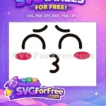 Free Kissing Face Free Red Cheeks Cute Emoji Free SVG - Instant Download