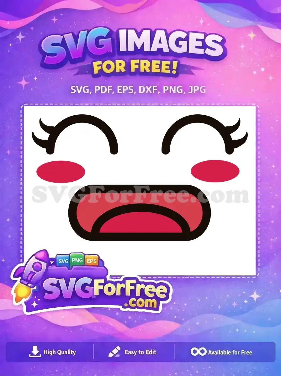 Free Joyful Laughing Face Free Wide Open Mouth Cute Emoji Free SVG