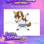 Free Brown Mane Free Blue Shorts Dabbing Unicorn Free SVG - Instant Download