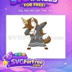 Free Brown Mane Free Dabbing Pose Unicorn Free SVG - Instant Download