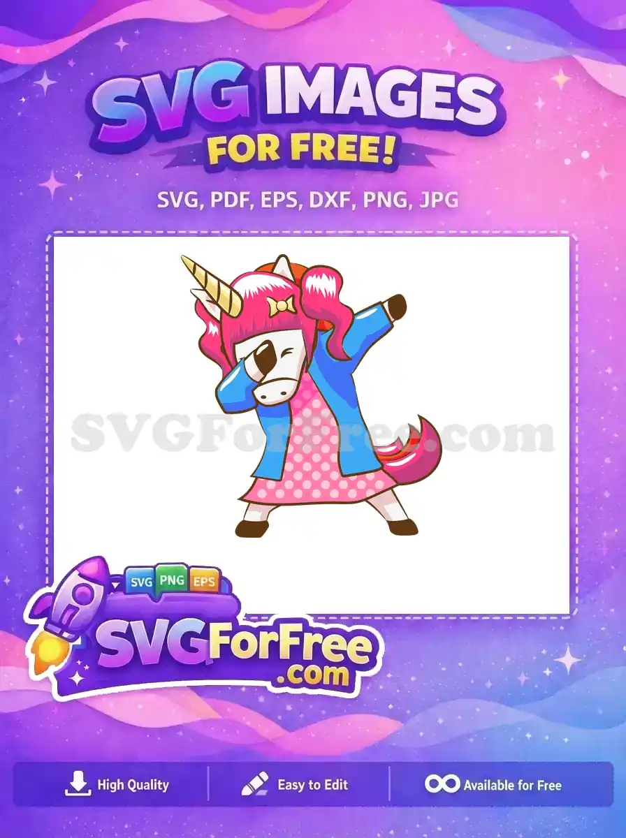 Free Winking Eye Free Pink Polka Dabbing Unicorn Free SVG