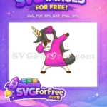 Free Pink Shirt Free Dabbing Unicorn Heart Free SVG - Instant Download